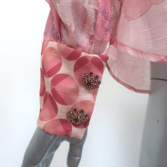Zimmermann Concert Scalloped Shirt Pink Floral Print Organza Size 1 NEW - Picture 6 of 8